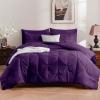 imageDOWNCOOL 7 Pieces Grey Queen Comforter Set Pintuck Bed in A Bag Queen Pinch Pleat Bed Set Soft Microfiber All Season Bedding Set with Sheets Pillowcases ampamp ShamsPurple