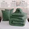 imageDOWNCOOL 7 Pieces Grey Queen Comforter Set Pintuck Bed in A Bag Queen Pinch Pleat Bed Set Soft Microfiber All Season Bedding Set with Sheets Pillowcases ampamp ShamsDark Green