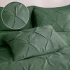 imageDOWNCOOL 7 Pieces Grey Queen Comforter Set Pintuck Bed in A Bag Queen Pinch Pleat Bed Set Soft Microfiber All Season Bedding Set with Sheets Pillowcases ampamp ShamsDark Green