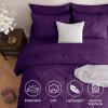 imageDOWNCOOL 7 Pieces Grey Queen Comforter Set Pintuck Bed in A Bag Queen Pinch Pleat Bed Set Soft Microfiber All Season Bedding Set with Sheets Pillowcases ampamp ShamsPurple
