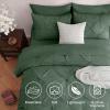 imageDOWNCOOL 7 Pieces Grey Queen Comforter Set Pintuck Bed in A Bag Queen Pinch Pleat Bed Set Soft Microfiber All Season Bedding Set with Sheets Pillowcases ampamp ShamsDark Green