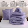 imageDOWNCOOL 7 Pieces Grey Queen Comforter Set Pintuck Bed in A Bag Queen Pinch Pleat Bed Set Soft Microfiber All Season Bedding Set with Sheets Pillowcases ampamp ShamsLavender Purple
