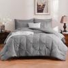 imageDOWNCOOL 7 Pieces Grey Queen Comforter Set Pintuck Bed in A Bag Queen Pinch Pleat Bed Set Soft Microfiber All Season Bedding Set with Sheets Pillowcases ampamp ShamsGrey