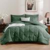 imageDOWNCOOL 7 Pieces Grey Queen Comforter Set Pintuck Bed in A Bag Queen Pinch Pleat Bed Set Soft Microfiber All Season Bedding Set with Sheets Pillowcases ampamp ShamsDark Green