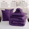 imageDOWNCOOL 7 Pieces Grey Queen Comforter Set Pintuck Bed in A Bag Queen Pinch Pleat Bed Set Soft Microfiber All Season Bedding Set with Sheets Pillowcases ampamp ShamsPurple