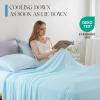 imageDOWNCOOL Cooling Sheets Queen Cooling Bed Sheets for Hot Sleepers and Night Sweats QMaxampgt04 15quot Deep Pocket with Elastic 4Piece Soft ampamp Breathable Summer Queen Sheet Set BlueBlue