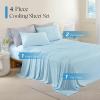imageDOWNCOOL Cooling Sheets Queen Cooling Bed Sheets for Hot Sleepers and Night Sweats QMaxampgt04 15quot Deep Pocket with Elastic 4Piece Soft ampamp Breathable Summer Queen Sheet Set BlueBlue