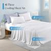 imageDOWNCOOL Cooling Sheets Queen Cooling Bed Sheets for Hot Sleepers and Night Sweats QMaxampgt04 15quot Deep Pocket with Elastic 4Piece Soft ampamp Breathable Summer Queen Sheet Set BlueWhite