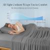 imageDOWNCOOL Cooling Sheets Queen Cooling Bed Sheets for Hot Sleepers and Night Sweats QMaxampgt04 15quot Deep Pocket with Elastic 4Piece Soft ampamp Breathable Summer Queen Sheet Set BlueGrey