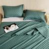 imageDOWNCOOL Dark Green Twin Quilt Bedding Set 2 Pieces Leaf Texture Pattern Lightweight Bedspread Coverlet All Season Ultra Soft Twin Size Quilt 68quotx86quot ampamp 1 Pillow Sham02 Green