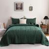 imageDOWNCOOL Dark Green Twin Quilt Bedding Set 2 Pieces Leaf Texture Pattern Lightweight Bedspread Coverlet All Season Ultra Soft Twin Size Quilt 68quotx86quot ampamp 1 Pillow Sham01 Dark Green