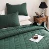 imageDOWNCOOL Dark Green Twin Quilt Bedding Set 2 Pieces Leaf Texture Pattern Lightweight Bedspread Coverlet All Season Ultra Soft Twin Size Quilt 68quotx86quot ampamp 1 Pillow Sham01 Dark Green