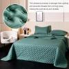 imageDOWNCOOL Dark Green Twin Quilt Bedding Set 2 Pieces Leaf Texture Pattern Lightweight Bedspread Coverlet All Season Ultra Soft Twin Size Quilt 68quotx86quot ampamp 1 Pillow Sham02 Green