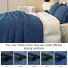 imageDOWNCOOL Dark Green Twin Quilt Bedding Set 2 Pieces Leaf Texture Pattern Lightweight Bedspread Coverlet All Season Ultra Soft Twin Size Quilt 68quotx86quot ampamp 1 Pillow Sham02 Blue