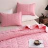 imageDOWNCOOL Dark Green Twin Quilt Bedding Set 2 Pieces Leaf Texture Pattern Lightweight Bedspread Coverlet All Season Ultra Soft Twin Size Quilt 68quotx86quot ampamp 1 Pillow Sham01 Pink