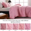 imageDOWNCOOL Dark Green Twin Quilt Bedding Set 2 Pieces Leaf Texture Pattern Lightweight Bedspread Coverlet All Season Ultra Soft Twin Size Quilt 68quotx86quot ampamp 1 Pillow Sham01 Pink