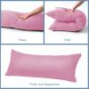 imageDOWNCOOL Luxury Full Body Pillow Insert with Fiber Cover  Ultra Soft Body Pillow for Sleeping  Breathable Long Bed Pillow Insert 20quotx54quotPink with CoverPink