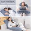 imageDOWNCOOL Pregnancy Pillow U Shaped Body Pillow for Pregnancy 55 Inch Blue Maternity Pillow with Removable Cover for SleepingSupport for Back HIPS Legs Belly