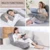 imageDOWNCOOL Pregnancy Pillow U Shaped Body Pillow for Pregnancy 55 Inch Grey Maternity Pillow with Removable Cover for SleepingSupport for Back HIPS Legs Belly