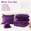 imageDOWNCOOL Queen Comforter Set 7Pcs Bedding Sets Queen Purple All Season Down Alternative Bed in a Bag Queen with Comforter Flat Sheet Fitted Sheet 2 Pillow Shams ampamp 2 PillowcasesDark Purple