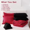 imageDOWNCOOL Queen Comforter Set 7Pcs Bedding Sets Queen Purple All Season Down Alternative Bed in a Bag Queen with Comforter Flat Sheet Fitted Sheet 2 Pillow Shams ampamp 2 PillowcasesRedBlack