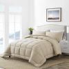 imageDOWNCOOL Queen Comforter Set All Season Queen Bed Set with 2 Pillow Cases3 Pieces Bedding Sets Queen Down Alternative Black Comforters Queen Size88quotx90quotBeige