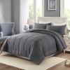 imageDOWNCOOL Queen Comforter Set All Season Queen Bed Set with 2 Pillow Cases3 Pieces Bedding Sets Queen Down Alternative Black Comforters Queen Size88quotx90quotGrey