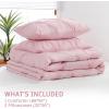 imageDOWNCOOL Twin Comforter Set  2Piece Cute Pinch Pleat Bed Set All Season Soft Fluffy Pintuck Bedding Comforter Sets Lightweight Down Alternative Pink Comforter Twin ampamp 1 PillowcasePink