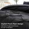 imageDOWNCOOL Twin Comforter Set  2Piece Cute Pinch Pleat Bed Set All Season Soft Fluffy Pintuck Bedding Comforter Sets Lightweight Down Alternative Pink Comforter Twin ampamp 1 PillowcaseBlack
