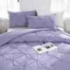 imageDOWNCOOL Twin Comforter Set  2Piece Cute Pinch Pleat Bed Set All Season Soft Fluffy Pintuck Bedding Comforter Sets Lightweight Down Alternative Pink Comforter Twin ampamp 1 PillowcaseLavender Purple