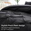 imageDOWNCOOL Twin Comforter Set  2Piece Cute Pinch Pleat Bed Set All Season Soft Fluffy Pintuck Bedding Comforter Sets Lightweight Down Alternative Pink Comforter Twin ampamp 1 PillowcaseBlack