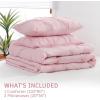 imageDOWNCOOL Twin Comforter Set  2Piece Cute Pinch Pleat Bed Set All Season Soft Fluffy Pintuck Bedding Comforter Sets Lightweight Down Alternative Pink Comforter Twin ampamp 1 PillowcasePink