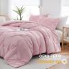 imageDOWNCOOL Twin Comforter Set  2Piece Cute Pinch Pleat Bed Set All Season Soft Fluffy Pintuck Bedding Comforter Sets Lightweight Down Alternative Pink Comforter Twin ampamp 1 PillowcasePink