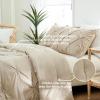 imageDOWNCOOL Twin Comforter Set  2Piece Cute Pinch Pleat Bed Set All Season Soft Fluffy Pintuck Bedding Comforter Sets Lightweight Down Alternative Pink Comforter Twin ampamp 1 PillowcaseBeige