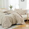 imageDOWNCOOL Twin Comforter Set  2Piece Cute Pinch Pleat Bed Set All Season Soft Fluffy Pintuck Bedding Comforter Sets Lightweight Down Alternative Pink Comforter Twin ampamp 1 PillowcaseBeige