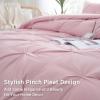 imageDOWNCOOL Twin Comforter Set  2Piece Cute Pinch Pleat Bed Set All Season Soft Fluffy Pintuck Bedding Comforter Sets Lightweight Down Alternative Pink Comforter Twin ampamp 1 PillowcasePink