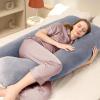imageDOWNCOOL Pregnancy Pillow U Shaped Body Pillow for Pregnancy 55 Inch Blue Maternity Pillow with Removable Cover for SleepingSupport for Back HIPS Legs Belly