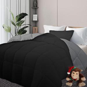 imageDOWNCOOL Comforters Queen Size Duvet InsertBlack All Season Duvet Lightweight Quilt Down Alternative Hotel Comforter with Corner Tabs Black Queen 88x92 InchesBlackGray