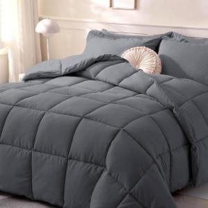 imageDOWNCOOL Comforters Queen Size Duvet InsertBlack All Season Duvet Lightweight Quilt Down Alternative Hotel Comforter with Corner Tabs Black Queen 88x92 InchesDark Grey