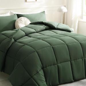 imageDOWNCOOL Comforters Queen Size Duvet InsertBlack All Season Duvet Lightweight Quilt Down Alternative Hotel Comforter with Corner Tabs Black Queen 88x92 InchesGreen