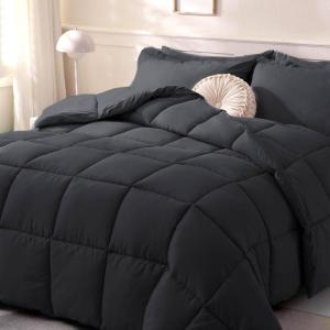 imageDOWNCOOL Comforters Queen Size Duvet InsertBlack All Season Duvet Lightweight Quilt Down Alternative Hotel Comforter with Corner Tabs Black Queen 88x92 InchesBlack
