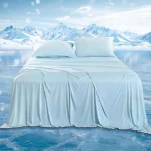 imageDOWNCOOL Cooling Sheets Queen Cooling Bed Sheets for Hot Sleepers and Night Sweats QMaxampgt04 15quot Deep Pocket with Elastic 4Piece Soft ampamp Breathable Summer Queen Sheet Set BlueBlue