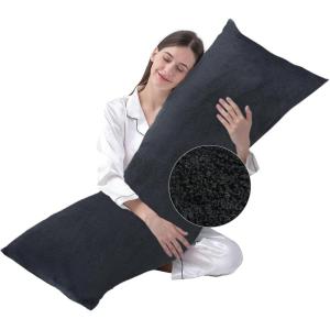 imageDOWNCOOL Luxury Full Body Pillow Insert with Fiber Cover  Ultra Soft Body Pillow for Sleeping  Breathable Long Bed Pillow Insert 20quotx54quotPink with CoverFaux Furgrey