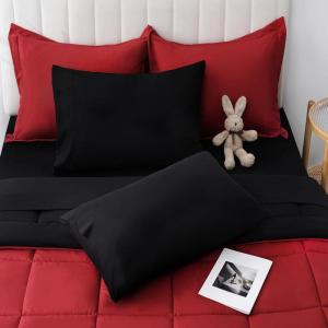 imageDOWNCOOL Queen Comforter Set 7Pcs Bedding Sets Queen Purple All Season Down Alternative Bed in a Bag Queen with Comforter Flat Sheet Fitted Sheet 2 Pillow Shams ampamp 2 PillowcasesRedBlack