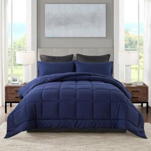imageDOWNCOOL Queen Comforter Set All Season Queen Bed Set with 2 Pillow Cases3 Pieces Bedding Sets Queen Down Alternative Black Comforters Queen Size88quotx90quotBlue