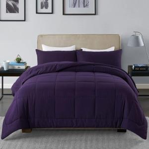 imageDOWNCOOL Queen Comforter Set All Season Queen Bed Set with 2 Pillow Cases3 Pieces Bedding Sets Queen Down Alternative Black Comforters Queen Size88quotx90quotPurple
