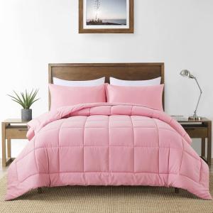 imageDOWNCOOL Queen Comforter Set All Season Queen Bed Set with 2 Pillow Cases3 Pieces Bedding Sets Queen Down Alternative Black Comforters Queen Size88quotx90quotPink