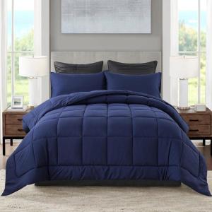 imageDOWNCOOL Queen Comforter Set All Season Queen Bed Set with 2 Pillow Cases3 Pieces Bedding Sets Queen Down Alternative Black Comforters Queen Size88quotx90quotNavy