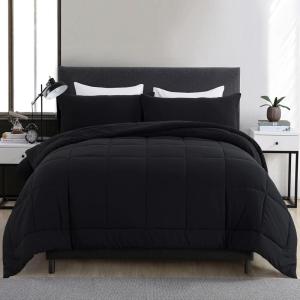 imageDOWNCOOL Queen Comforter Set All Season Queen Bed Set with 2 Pillow Cases3 Pieces Bedding Sets Queen Down Alternative Black Comforters Queen Size88quotx90quotBlack