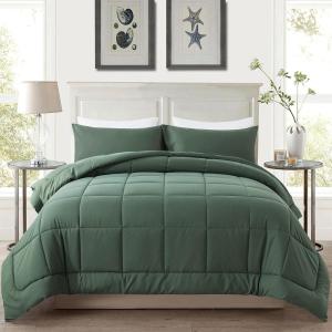 imageDOWNCOOL Queen Comforter Set All Season Queen Bed Set with 2 Pillow Cases3 Pieces Bedding Sets Queen Down Alternative Black Comforters Queen Size88quotx90quotSage Green